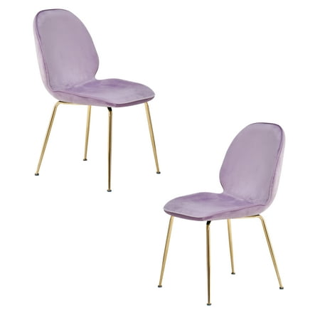 Best Master Furniture Tara Lavender Velvet and Gold Dining Chair, Set of