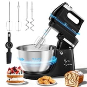 Stand Mixer Automatic Electric Kitchen Mixer - 4.8 QT Smart Standing & Hand Mixer with Auto-Rotating Bowl & Beater, 5-Speed Tilt-Head Household Mixer with Beaters& Dough Hooks for Baking,Black/White