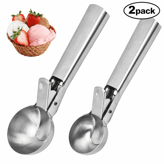 NATPLUS Spring Handle Stainless Steel Ice Cream Scoop Set