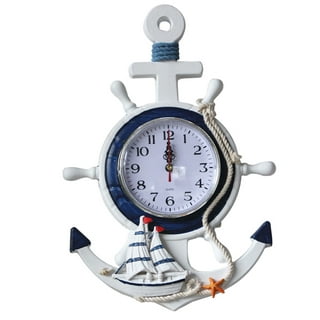 Bear Lee Collectibles, Wall Decor, Nautical Themed Wall Clock With Jacket  Hooks Sailor Bear Sea Fishing Lake Ocean