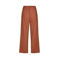 thumbnail image 4 of Capri Pants for Women Casual 2026 Summer Drawstring Elastic High Waist Linen Pant Straight Wide Leg Cropped Trouser Light Brown L, 4 of 7