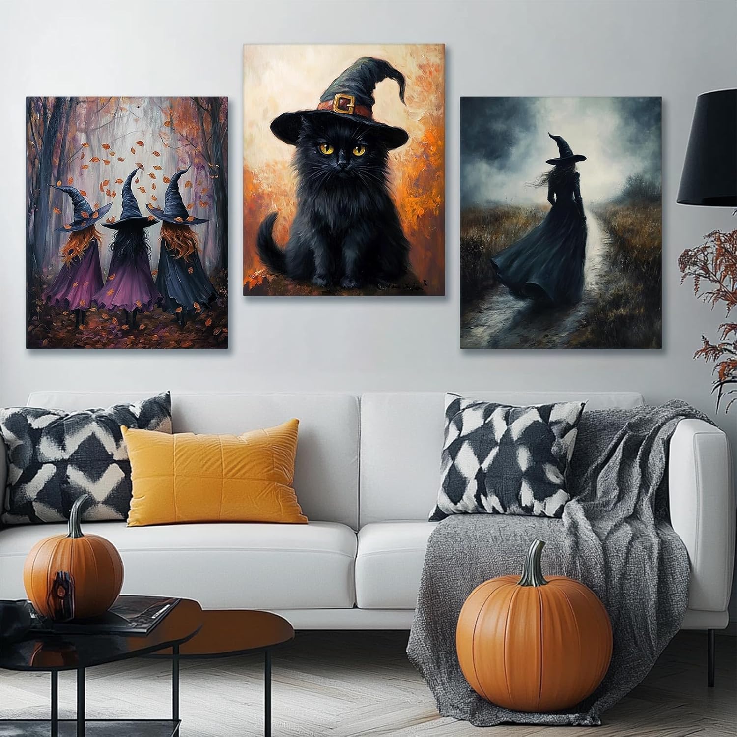 ART Halloween Canvas Wall Decor, Nature Witch Print dark academia Halloween Poster Vintage Witchy Mystic Gothic Home Decor for Family Bedroom Decor&nbsp;