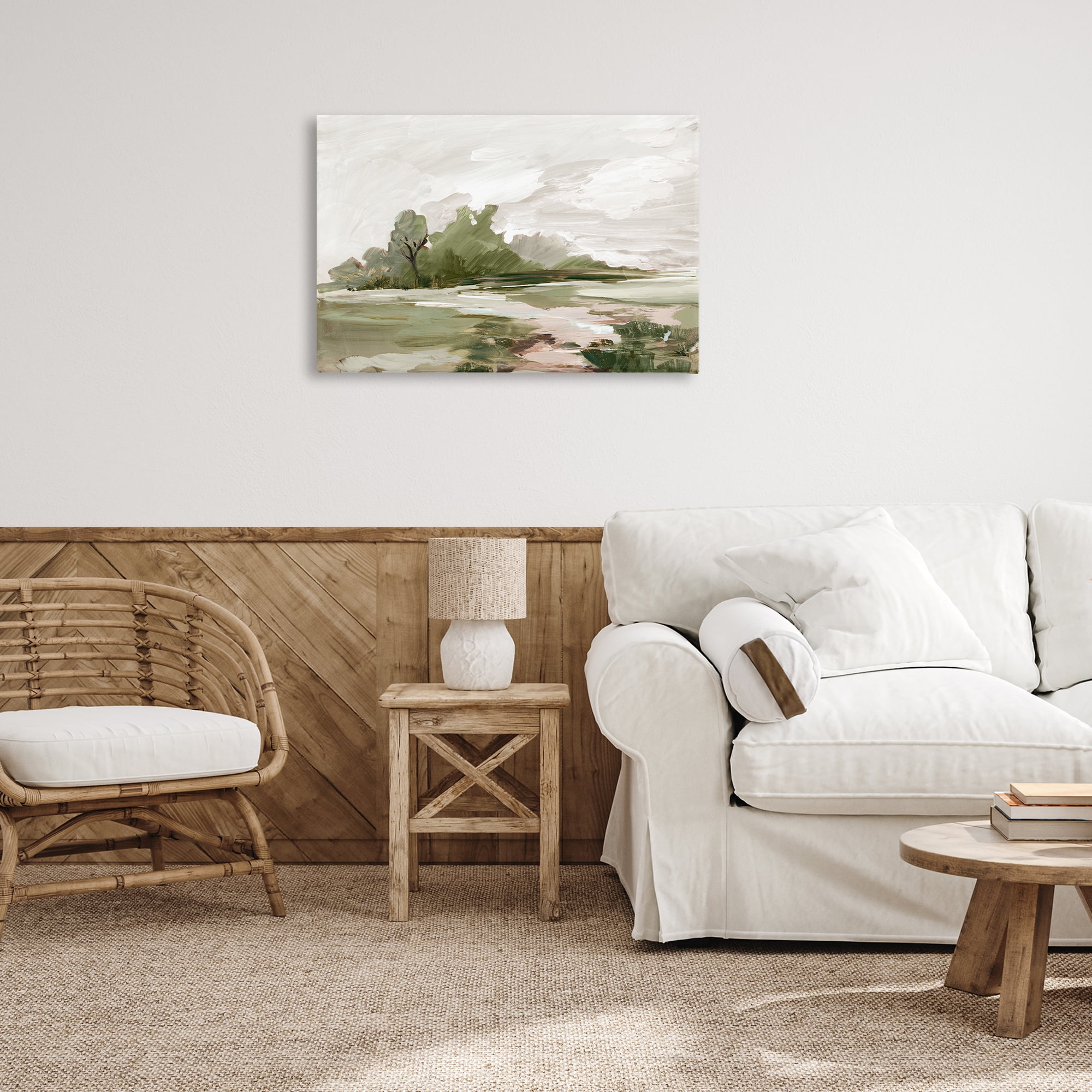 Stupell Industries Countryside with Distant Trees Landscape & Nature Painting Wrapped Canvas Art Print Wall Art, 30 x 20