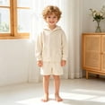 thumbnail image 2 of TOWED22 Girls Boys Tracksuit Sets Athletic Sweatsuits Hooded Sweatshirt and Jogger Shorts Outfits 2 Piece Sets For Kid,Khaki,11-12 Y, 2 of 5