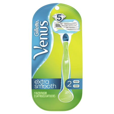Gillette Venus Extra Smooth Green Women's Razor - 1 Handle + 2 (Best Razor For Shaving Womans Pubic Hair)