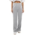 thumbnail image 2 of Fozruso Loose Long Pants for Girls Girls Casual Baggy Pants Elastic Waist Drawstring Straight Wide Leg Joggers Sweatpants For Kids Open Bottom Athletic Joggers Pockets Pants Sizes 13-14 Years, 2 of 6