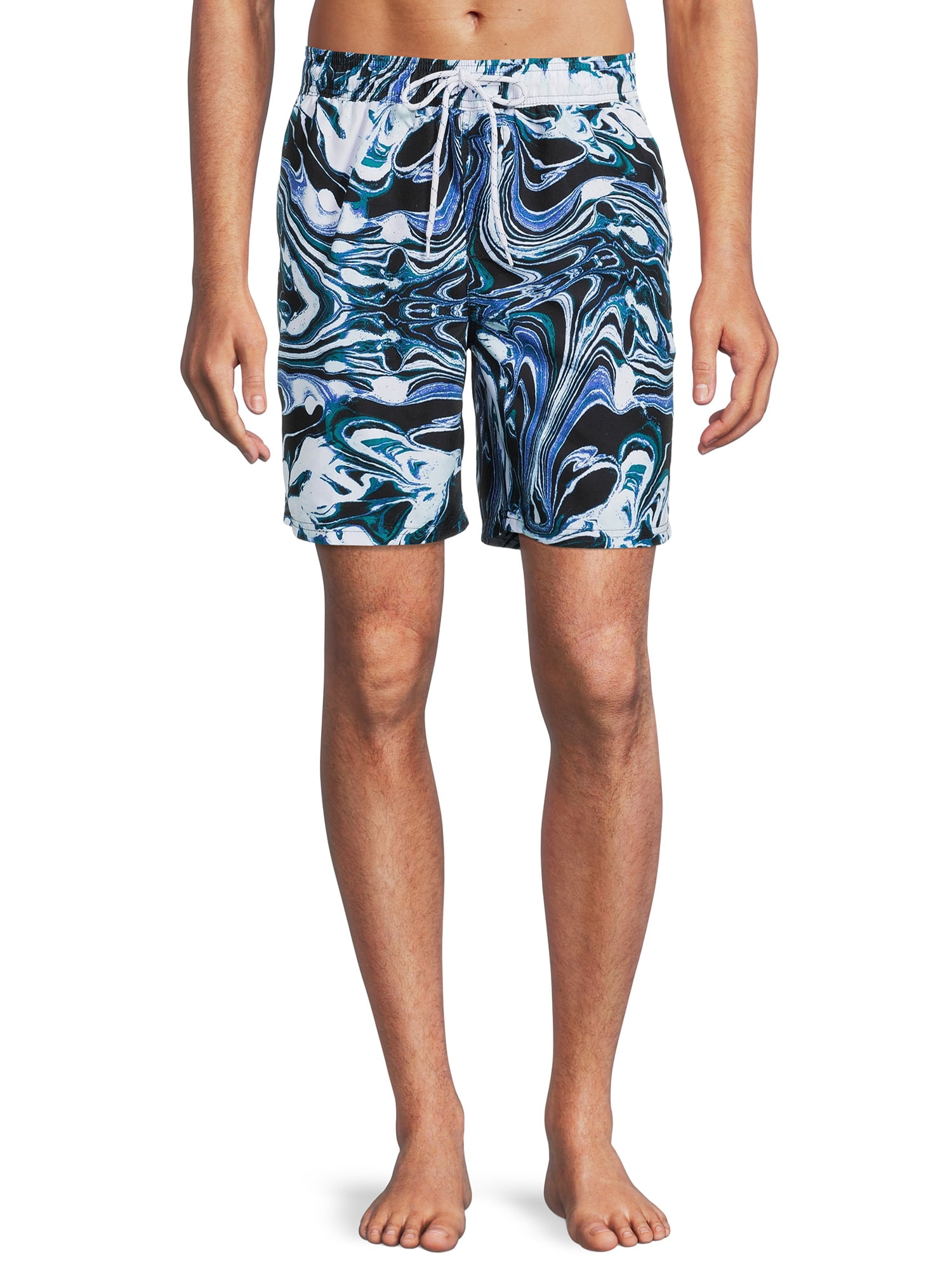 No Boundaries Men's & Big Men's Novelty Print 7" Swim Trunks