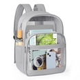 thumbnail image 1 of Heavy-Duty Transparent PVC & Oxford Canvas Backpack with Adjustable Breathable Straps - 17"x7.5"x12.5" Large Capacity, Multiple Compartments (Main, Inner Pocket, 2 Front, 2 Mesh Side) for School,, 1 of 6