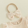 thumbnail image 6 of Cjfdfy Newborn Baby Girl Fall Clothes Ruffle Puff Long Sleeve Romper And Bow Headband Set Infant Baby Girl Solid Color Romper Baby Cute Fall Winter Outfit 0-18 Months, 6 of 9