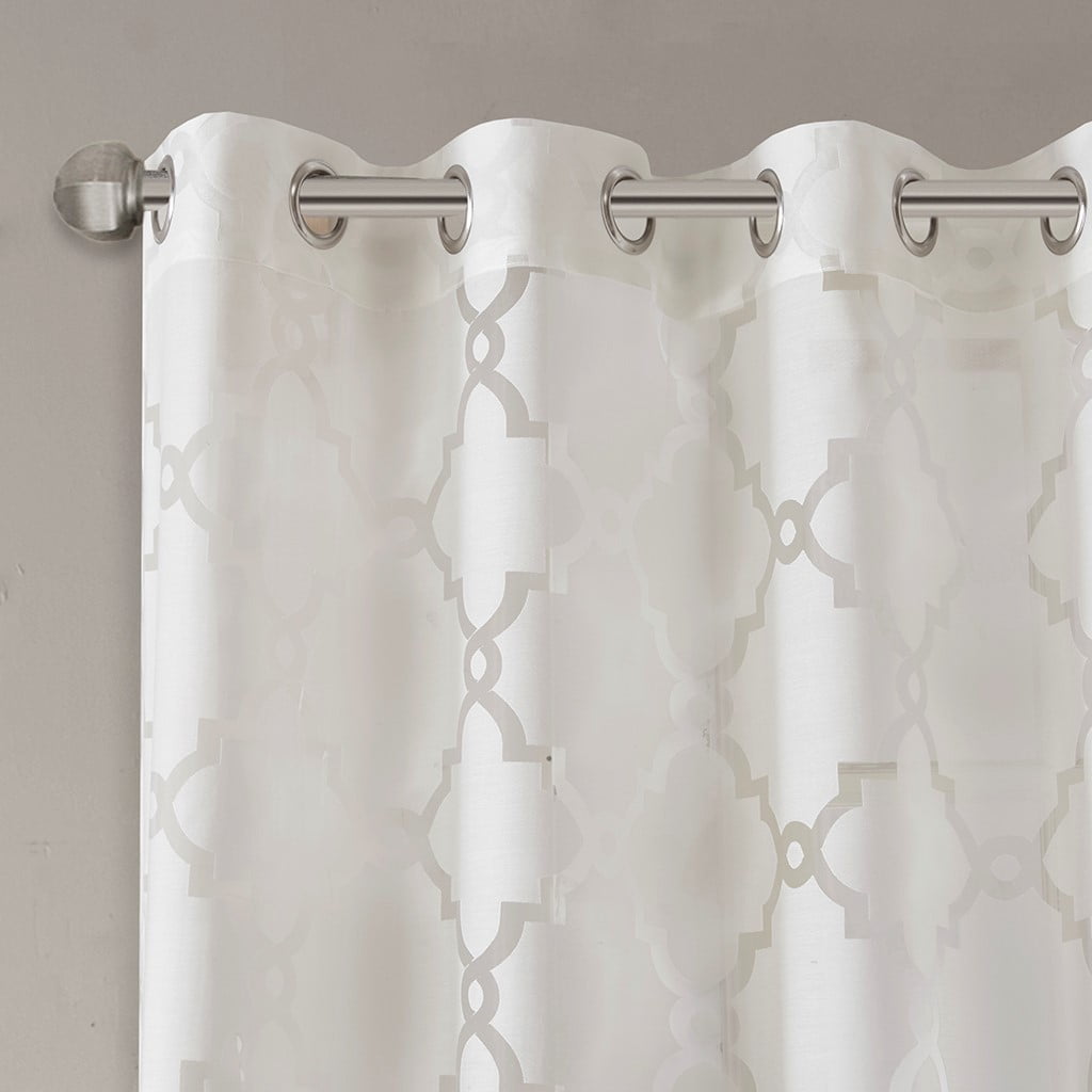 Fretwork Burnout Sheer Curtain Panel (Only 1 Pc Panel)