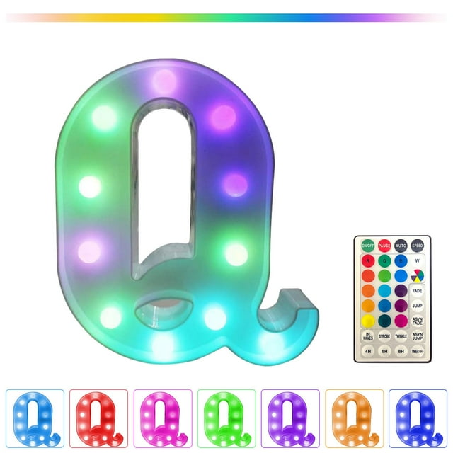 Luces LED multicolores con letra a distancia - Decoración de fiesta de 16 colores cambiantes para el hogar y eventos - Alimentada por batería/USB