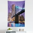 thumbnail image 1 of NYC Scene Tapestry, Pattern of Bridge Spans the East River Towards Manhattan Violet Sky, Fabric Wall Hanging Decor for Bedroom Living Room Dorm, 5 Sizes, Blue Violet Multicolor, by Ambesonne, 1 of 1