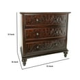 thumbnail image 5 of 32 Inch Classic Wood Dresser Chest, 3 Drawers, Floral Carving, Brass, Brown- Saltoro Sherpi- Saltoro Sherpi, 5 of 5
