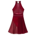 thumbnail image 5 of MSemis Women's Lyrical Modern Dance Costume Figure Ice Skating Dance Dress Gymnastic Leotard Burgundy L, 5 of 7