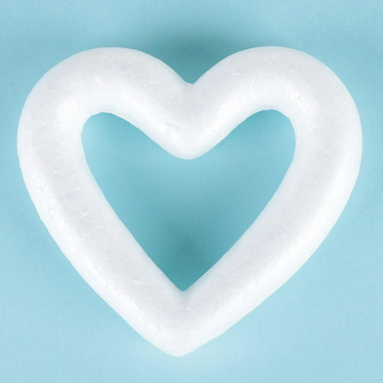 2 Pieces Heart Shaped Foam Polystyrene Foam Wreath Foam Hearts for Crafts White Foam Heart Wreath for DIY Craft Projects and Wedding Decorations