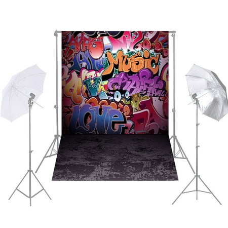 Andoer 1.5 * 2.1m/5 * 7ft Street Graffiti Photography Background Doodle Scribble Colorful Brick Wall Backdrop Photo Studio
