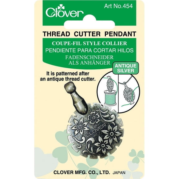 Clover Thread Cutter Pendant – Antique Silver Sewing Tool for Quilting, Embroidery & Crafts