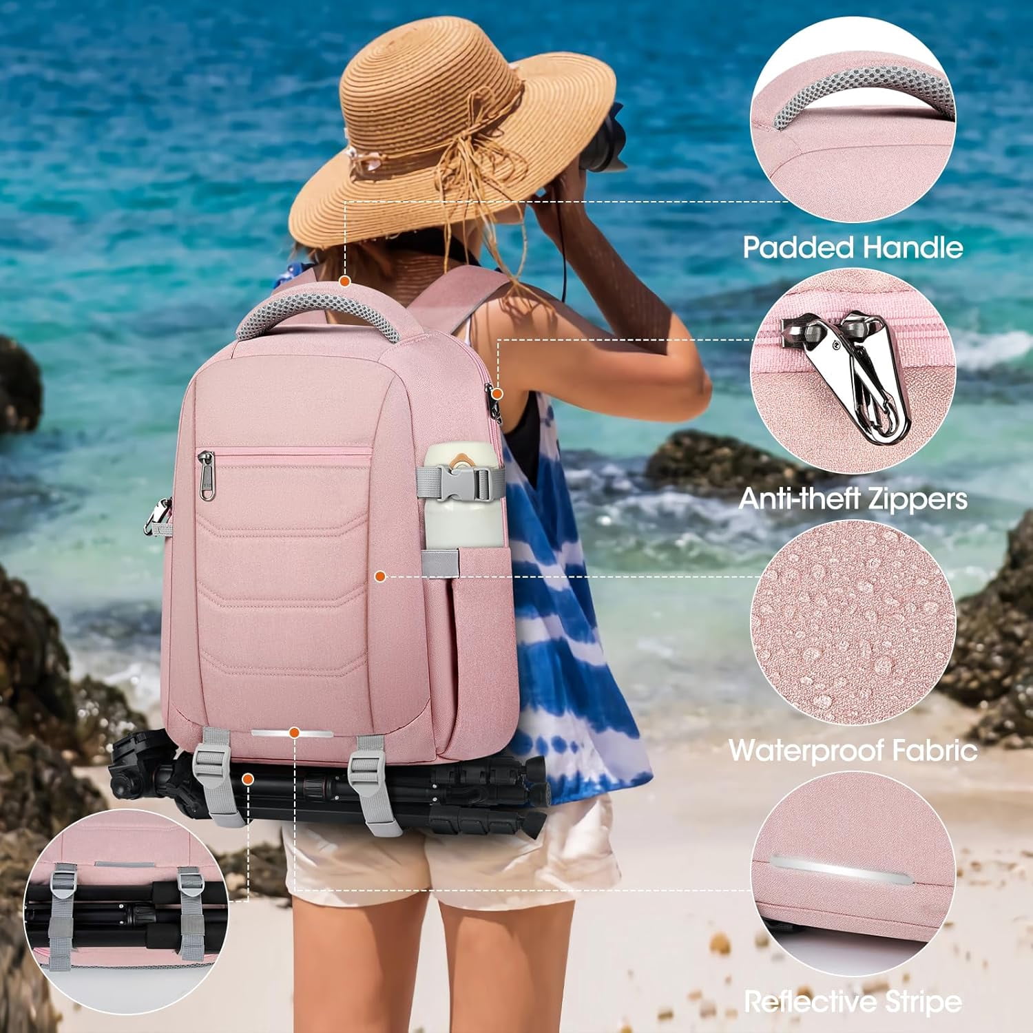 Camera Bag Backpack Professional for DSLR SLR Mirrorless Camera Waterproof Laptop Back Pack 14 Inch with Rain Cover Anti Theft Travel Case Large Capacity Photography Backpack Black