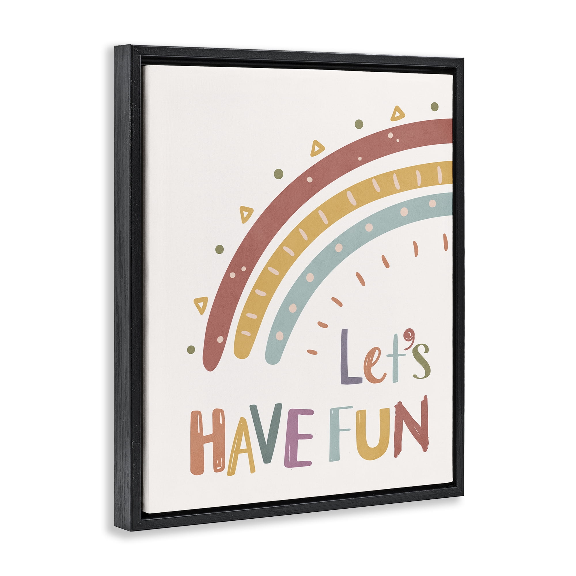 Stupell Industries Let's Have Fun Rainbow Text & Numbers Painting Black Floater Framed Canvas Art Print Wall Art, 17 x 21