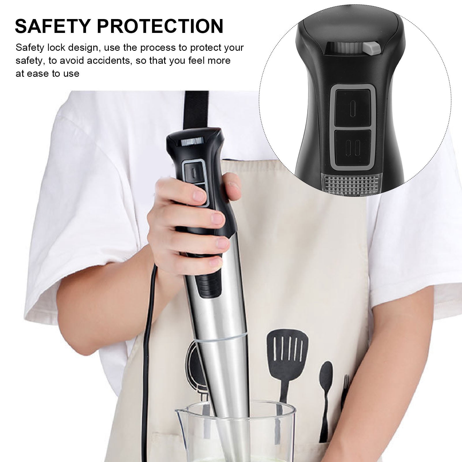 Riousery Hand Blender 4 in 1 Multifunctional 1000W Powerful Electric Handheld Immersion Blender for Smoothie Shakes Baby Food (9.05 inches / 23 cm)