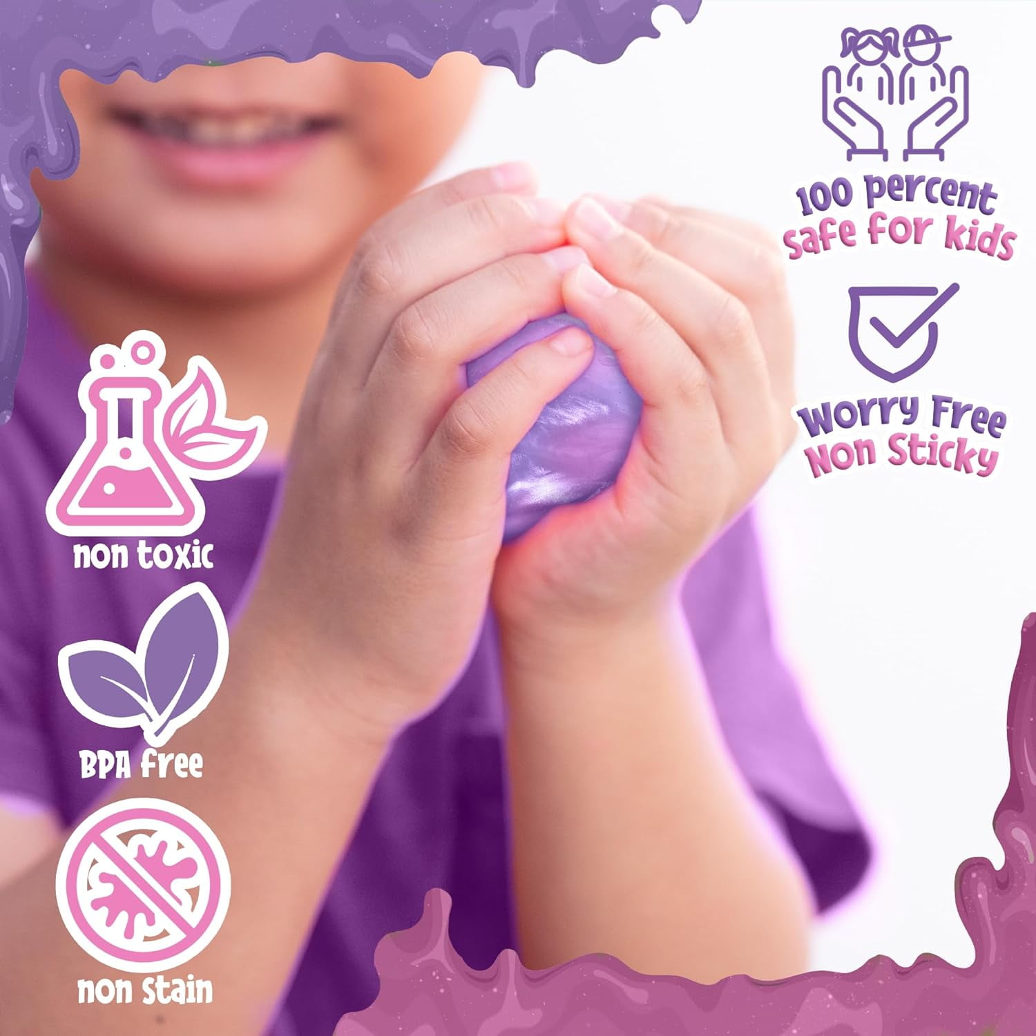 Playbees Purple Princess Slime - 48 Pack - Mini Slime Party Favors - Pink, Purple, and White Colors for Sensory Fun, Stress Relief, Travel Sized, Classroom Prize, Activity Playset DIY, Ages 3+