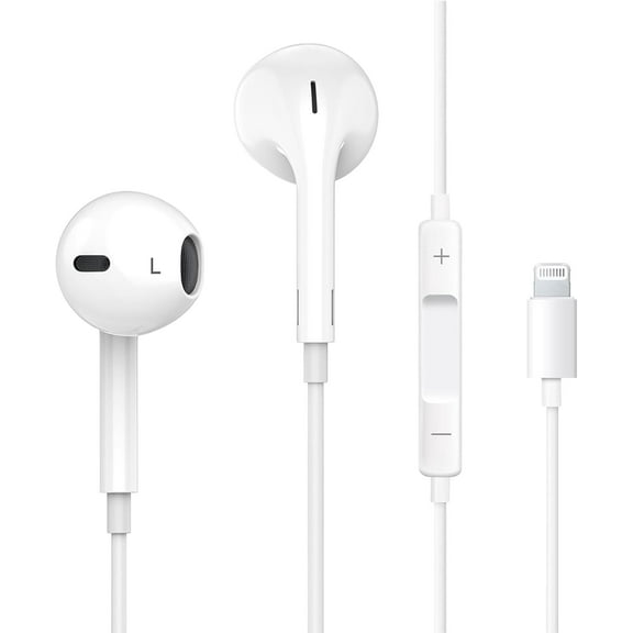 Apple Earbuds, with Lightning Connector Wired Earphones (Built-in Microphone & Volume Control) Noise Canceling Isolating Headphones for iPhone 14/13/12/11/SE/X/XR/XS/8/7-1Pack