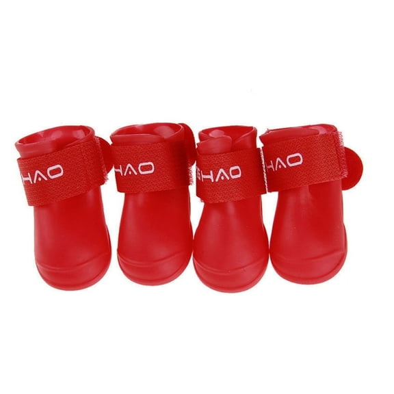 GASTROPOD 4Pcs Dog Booties,Waterproof Rubber Dog Boots,Anti-Slip Sole Dog Crocs,Red