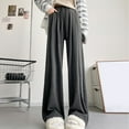 thumbnail image 3 of ZZwxWA Casual Baggy Pants for Women Flowy Loose Soft Straight Leg Solid Palazzo Elastic High Waist Pants with Pockets Tube Loose Fitting, Casual Knitted Straight Tube Pants Winter, 3 of 4