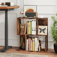 thumbnail image 4 of Costway 2 PCS 3-Tier Bookshelf Geometric Bookcase Side Table with Open Storage Display Shelf Brown, 4 of 9