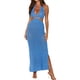 thumbnail image 1 of VISgogo Vestido Casual para Mujer, Color Sólido Sin Mangas Sin Espalda Slim-Fit Split Halter Vestido Largo VISgogo moda, 1 of 6