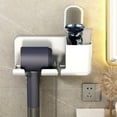 thumbnail image 1 of Hair Dryer Wall Mount Holder | No Drill Installation | Plastic Storage Rack for Bathroom Vanity Organization | Sturdy Space-Saving Shelf | Black White Gray | 23.1x8.8x9.5cm | 1pc, 1 of 8