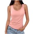 thumbnail image 2 of ClodeEU Women's Sleeveless Summer Tank Top,Casual Solid Color Round Neck Basic Pink,Womens Plus XXXXXL, 2 of 5