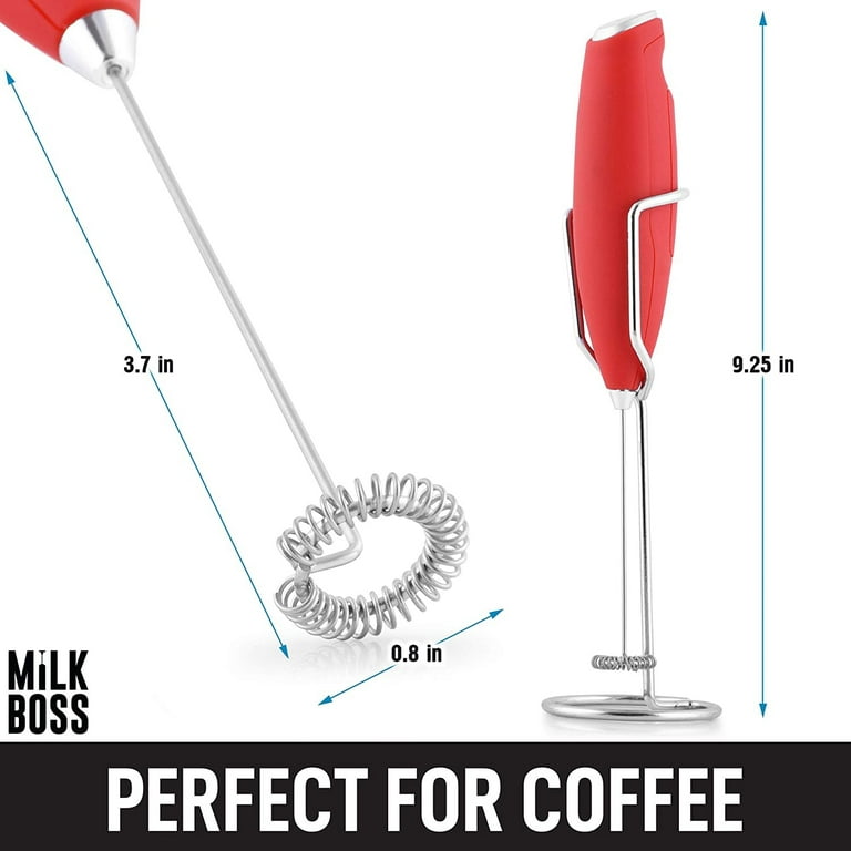 Zulay Milk Frother Handheld Foam Maker with Upgraded Holster Stand - Powerful Coffee Frother Electric Handheld Mixer - Battery Operated Frother for Co