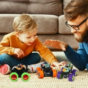 Bocaoying 4 Pack Friction Powered Monster Trucks Toys,Push and Go Friction Powered Cars Vehicles Toys,Inertia Car Toy Set Stunt Toy Vehicles,Pull Back Vehicle Set for Boys Girls Aged 3 and Above