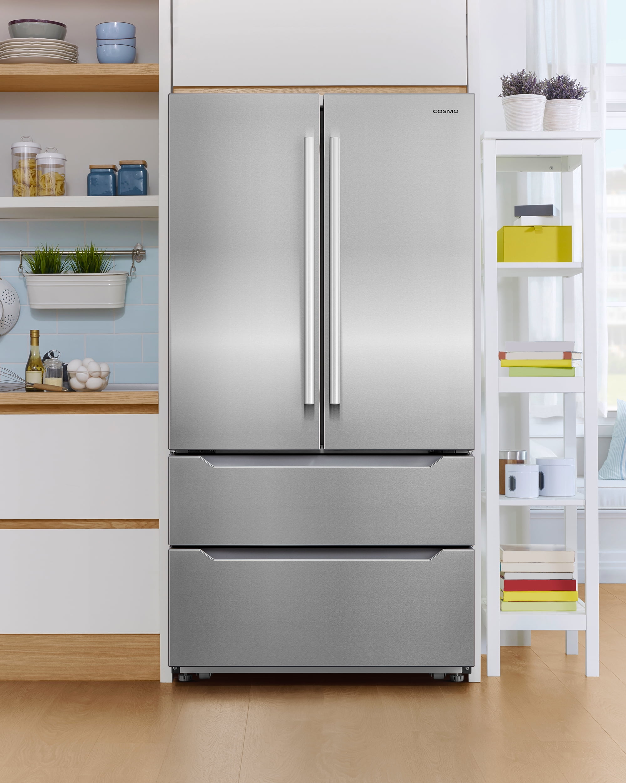 22.5 cu. ft. 4-Door French Door Refrigerator with Handles in Stainless Steel