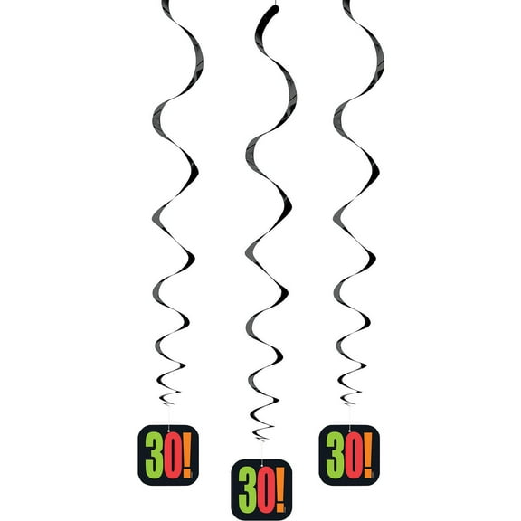 26" Hanging Birthday Cheer 30th Birthday Decorations, 3ct