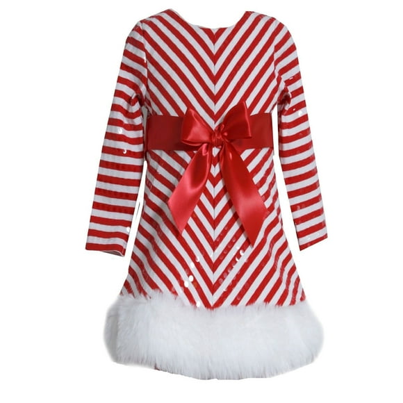 Bonnie Jean Girls Sequins Striped Holiday Christmas Santa Dress, Red (2 Toddler)