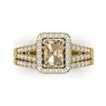 thumbnail image 2 of 1.57 ct Brilliant Emerald Cut Yellow Moissanite 18K Yellow Gold Halo Solitaire with Accents Engagement Bridal Wedding Ring Band Set size 6.75, 2 of 7