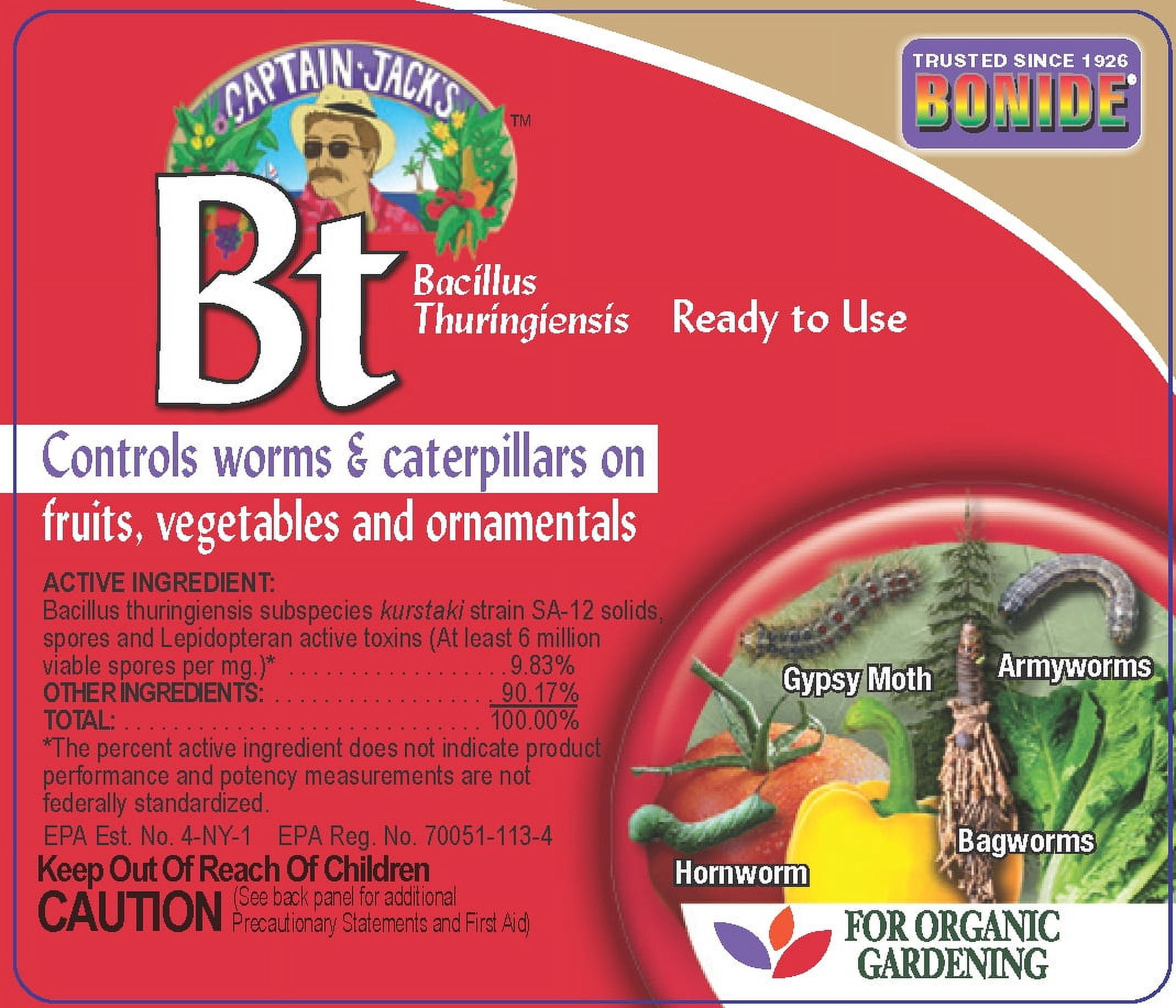 Bonide Captain Jack's 16 oz Bt Thuricide Ready-to-Use Spray for Worm & Caterpillar Control