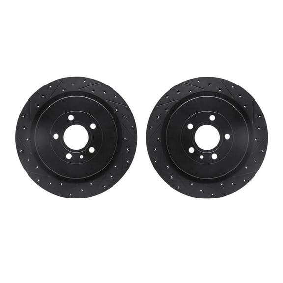Dynamic Friction Company Rear Brake Rotors-Drilled and Slotted-Black 8002-54241