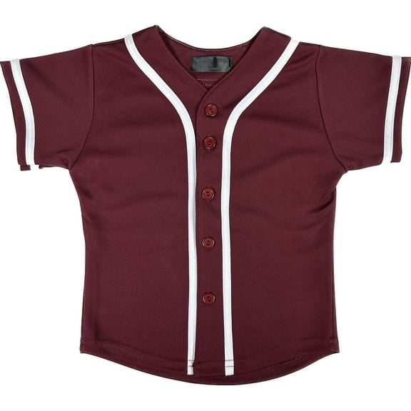 DIGITMON Kids Baseball Jersey Button Down Premium Hip Hop T Shirts Uniform Burgundy White for 10y Toddlers