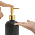thumbnail image 3 of Unique Bargains 1 Pc Reusable Cylinder Frosted Soap Dispenser 13.53oz Black Gold Tone, 3 of 6