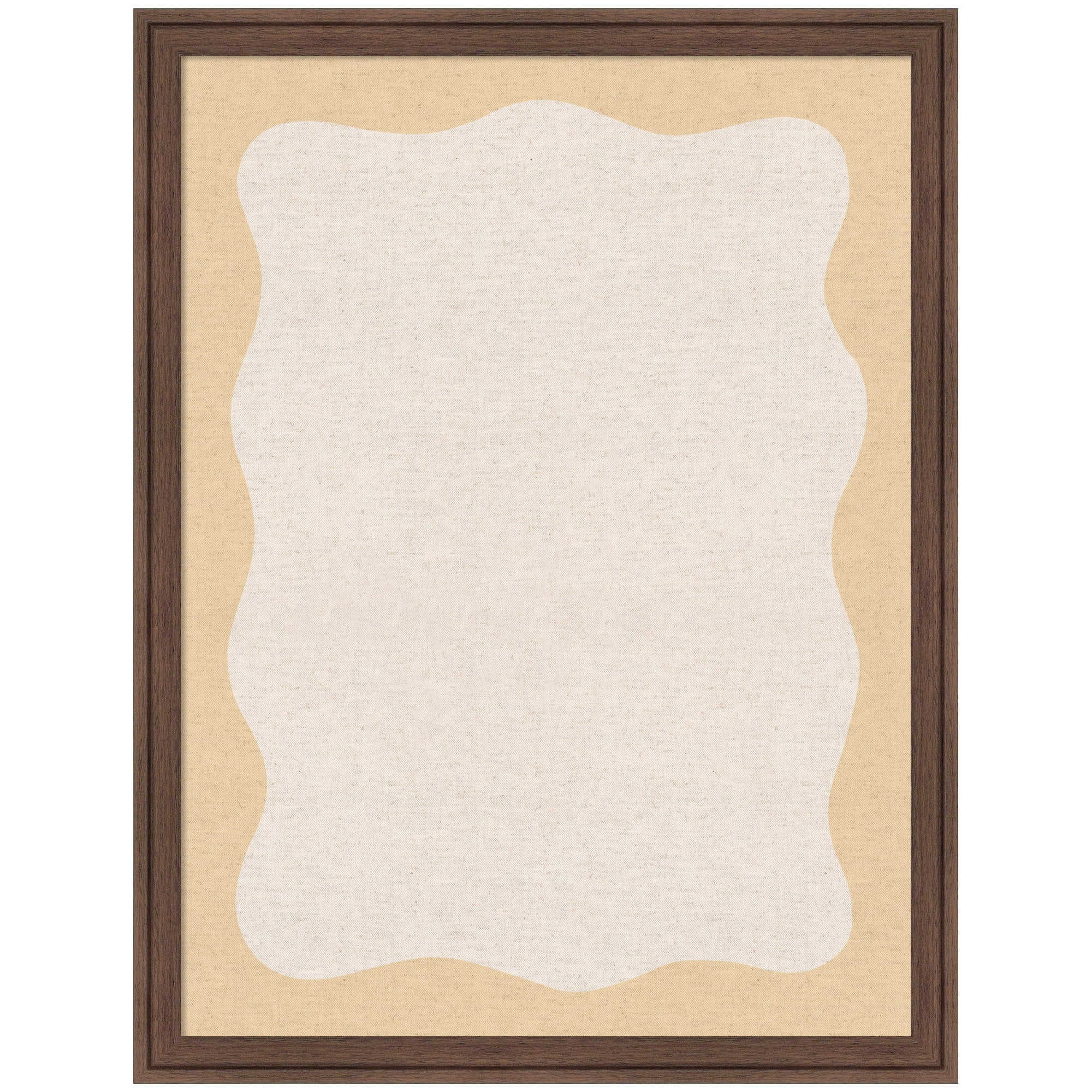Kate and Laurel Framed Fabric Pinboard 20 x 26,  Printed Linen Classic Bulletin Board for Use as a Vision Board or Wall Organization, Florence Medium Brown Frame