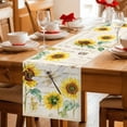 thumbnail image 5 of Sunflower Cotton Linen Rectangle Table Runners 13"x48", Vintage Yellow Summer Botanical Dragonfly Coffee Table Runner Dresser Scarves Luxury Table Runners for Wedding Party Banquet Dinner Decor, 5 of 8