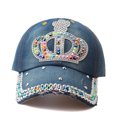 thumbnail image 1 of Gorra de béisbol de algodón con forma de corona con diamantes de imitación para adultos, 1 of 4