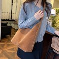 thumbnail image 6 of HUISZJ Retro Suede Shoulder Bag, PU Leather Slouchy Handbag, Large Capacity Tote Bag for Women Travel Work (Brown), 6 of 10