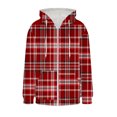 thumbnail image 6 of Womens Plaid Jackets Hooded Full Zip Drawstring Outwear Casual Loose Thermal Fall Winter Cardigan With Pockets (XXL, Light Blue), 6 of 6