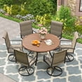 thumbnail image 7 of Vicllax Outdoor Outside Patio Dining Table 47" Round Metal Table with Umbrella Hole for Deck, Walnut, 7 of 7
