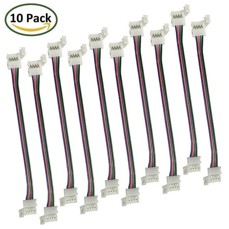 - 10-pack 10mm Solderless 4 PIN Connector Clip for 5050 RGB LED Strip Light Power