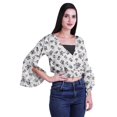 thumbnail image 3 of Moomaya Printed Womens Crop Top Wrap Style Top Wear Ruffle Long Sleeve Casual Summer Blouse, 3 of 6
